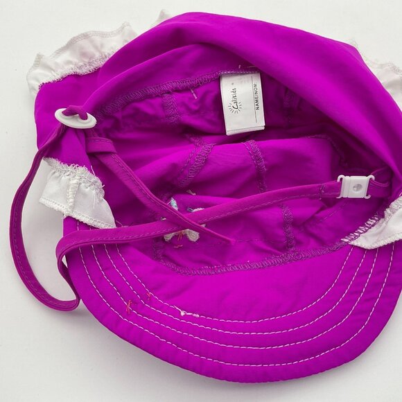 CaliKids Magenta UV Adjustable Flap Hat Applique & Embroidered Ruffled XS NWT - Picture 8 of 8